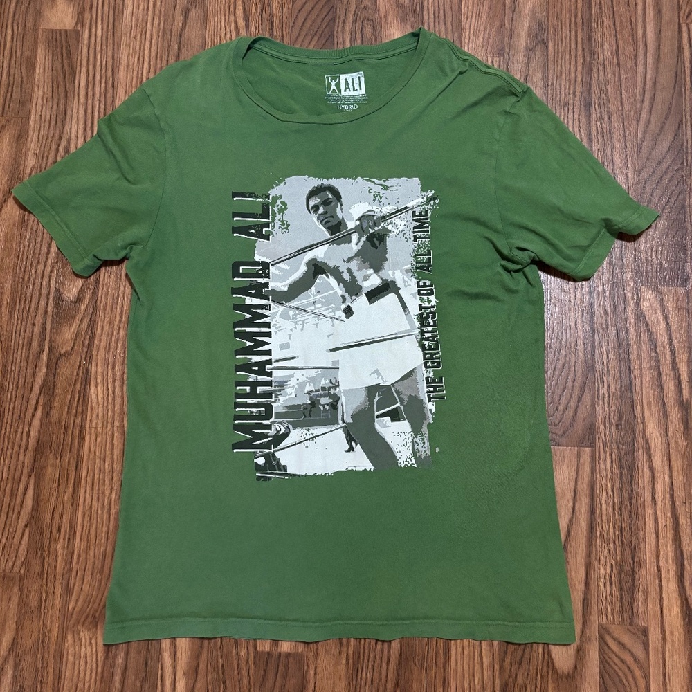 Hybrid Apparel * Muhammad Ali Green Short Sleeve Tee * Men Large. - Picture 1 of 11
